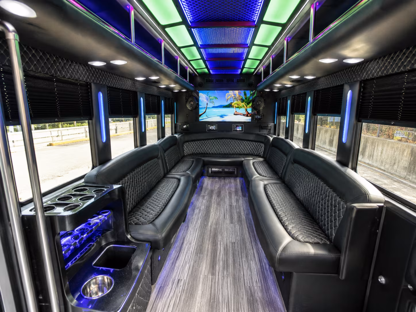 santa cruz 18 passenger party bus inside