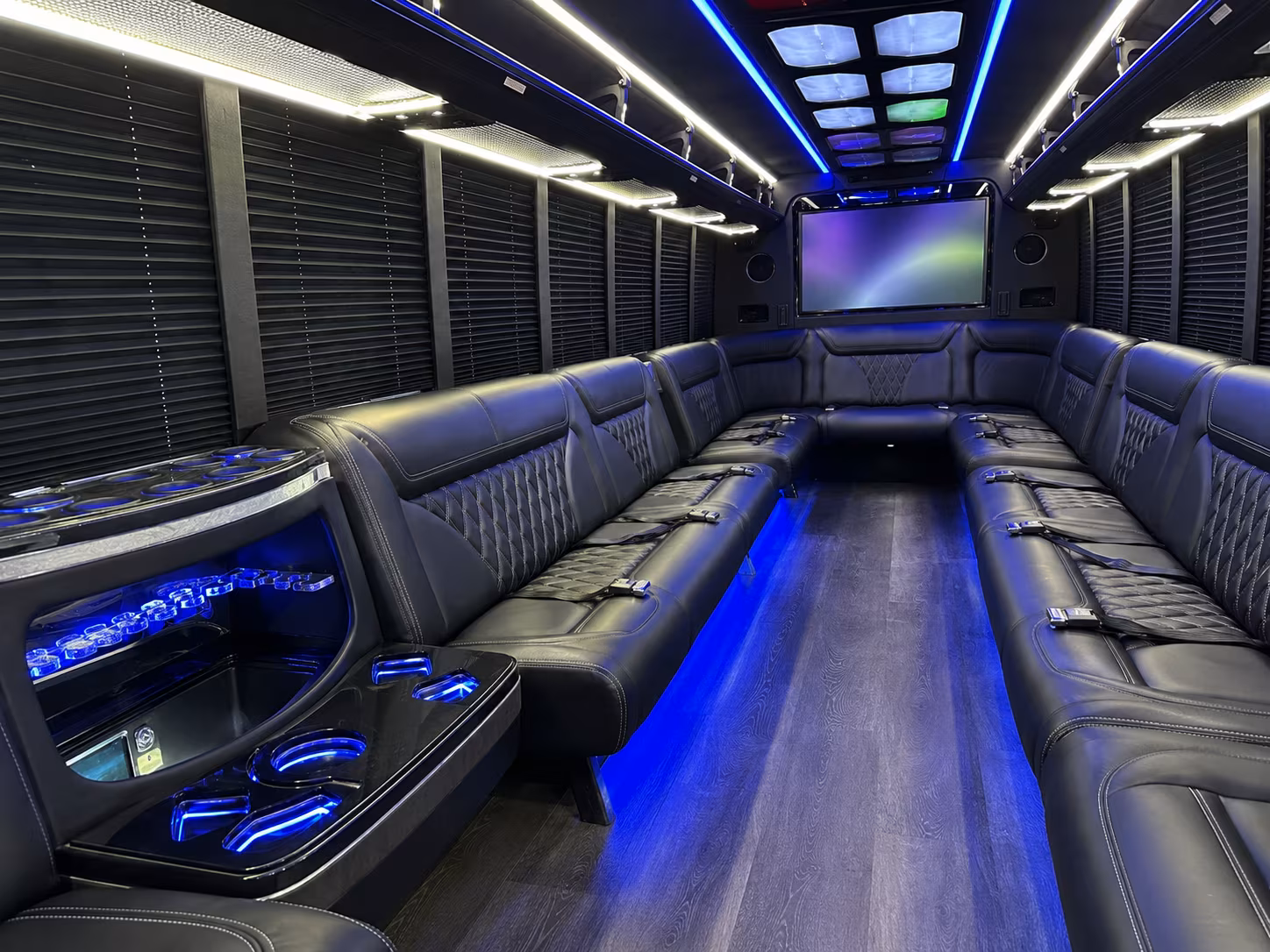 santa cruz 20 passenger party bus inside
