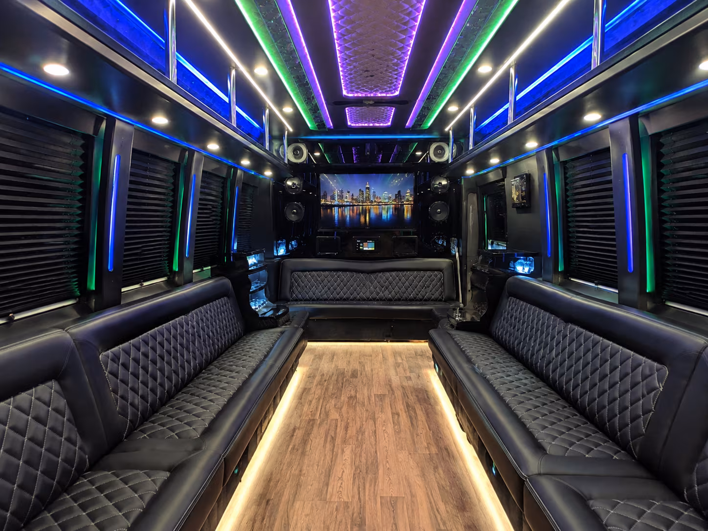 santa cruz 25 passenger party bus interior